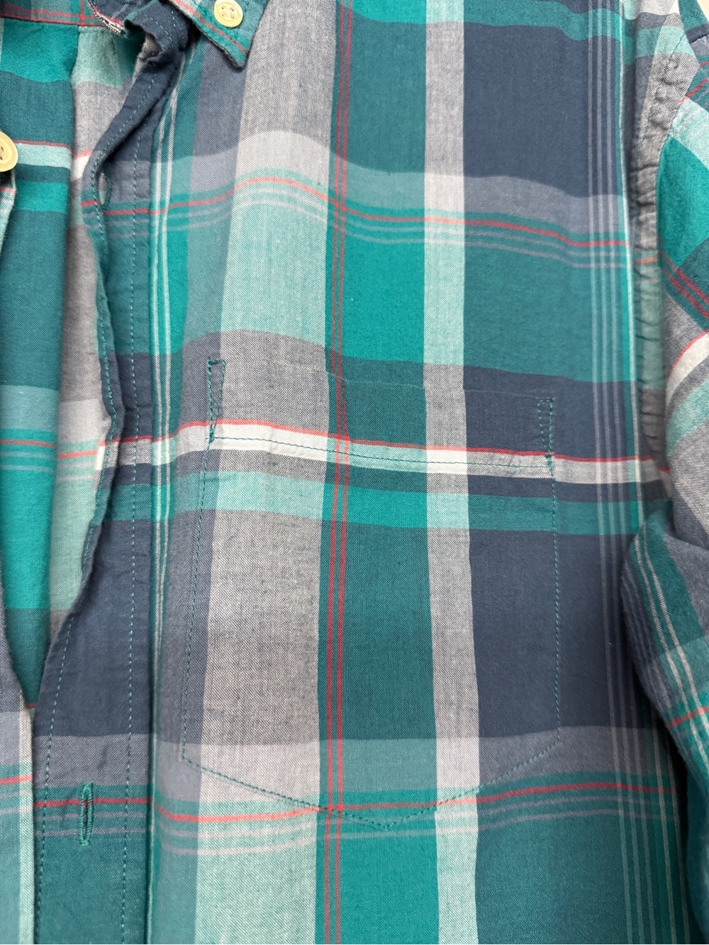 Old Navy Plaid Button Up Long Sleeve Slim Fit Shirt Size Large - Picture 2 of 6